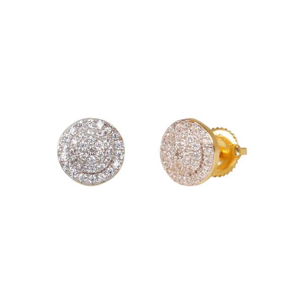 8mm Iced Round Cluster Earring Gold