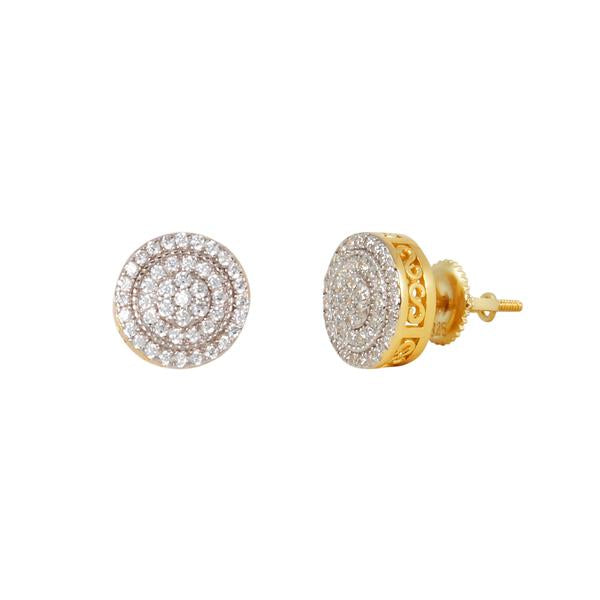 10mm Iced Round Cluster Earring Gold