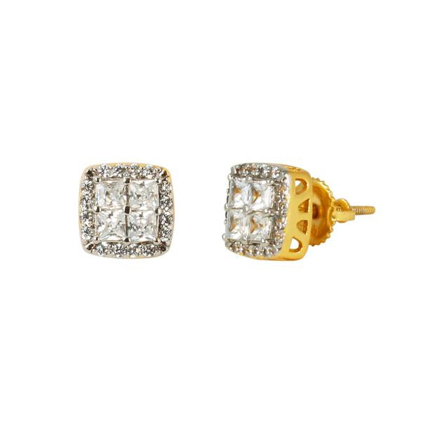 8mm Iced Square Solitaire Earrings