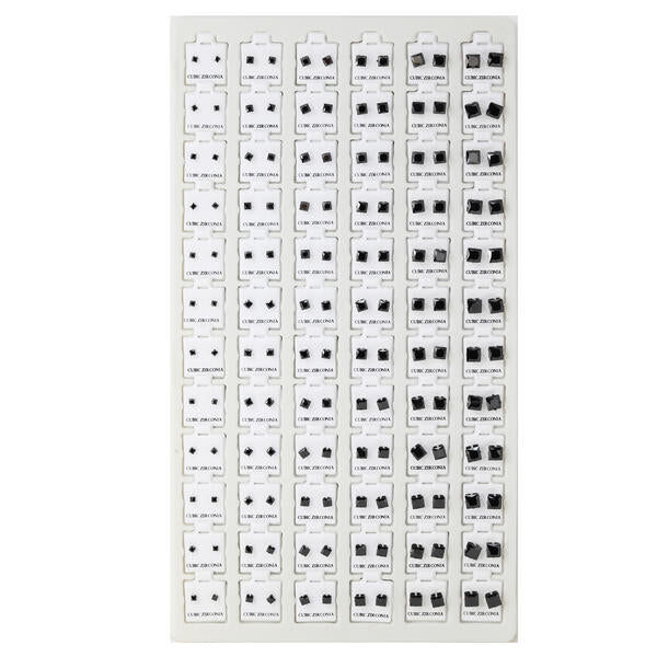 Square Stud Earrings Tray - HET-009 Silver