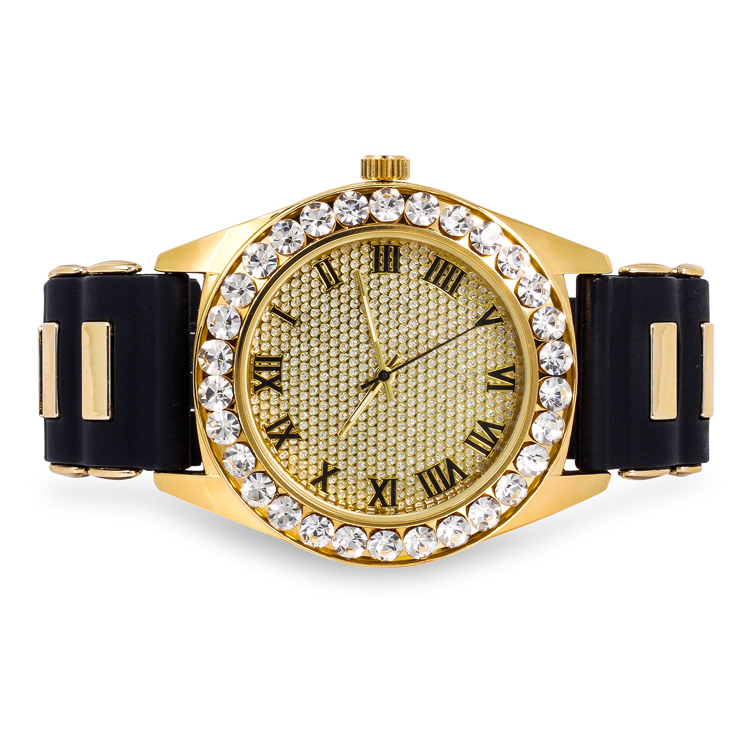 Men's Round Bullet Band Watch 45mm Gold- Roman Dial
