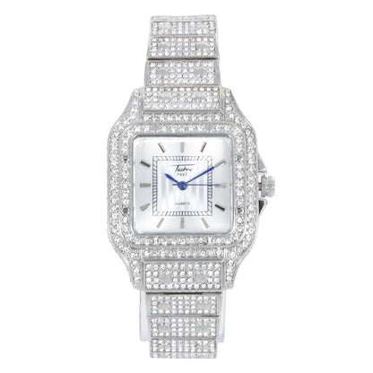 Ladies Iced-Out 34mm Metal Band Watch - 9204-MB