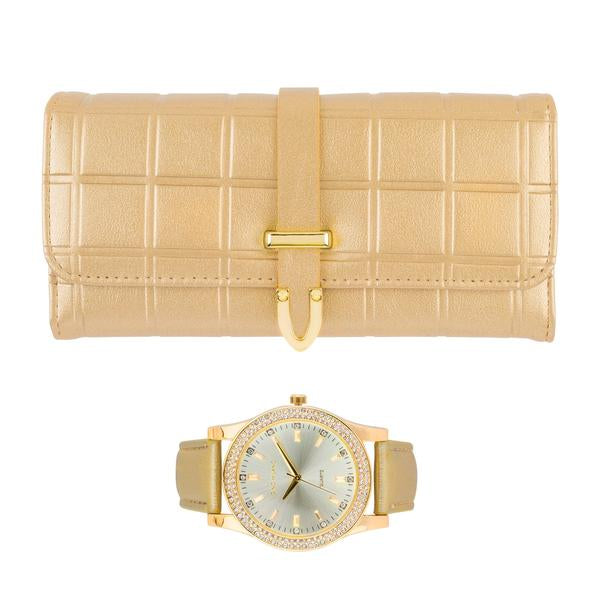 Ladies Matching Leather Watch and Wallet Set - 7697-WWS