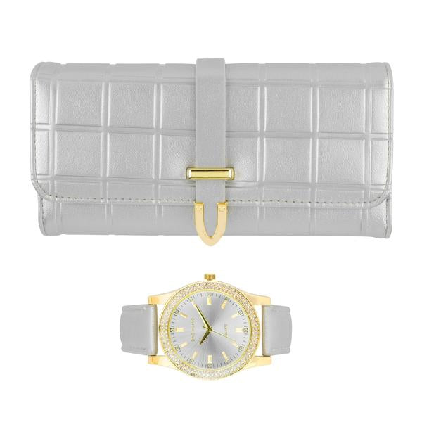 Ladies Matching Leather Watch and Wallet Set - 7697-WWS