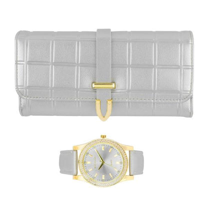 Ladies Matching Leather Watch and Wallet Set - 7697-WWS