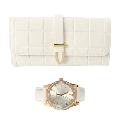 Ladies Matching Leather Watch and Wallet Set - 7697-WWS