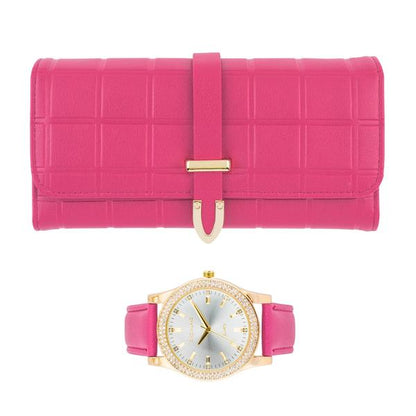 Ladies Matching Leather Watch and Wallet Set - 7697-WWS