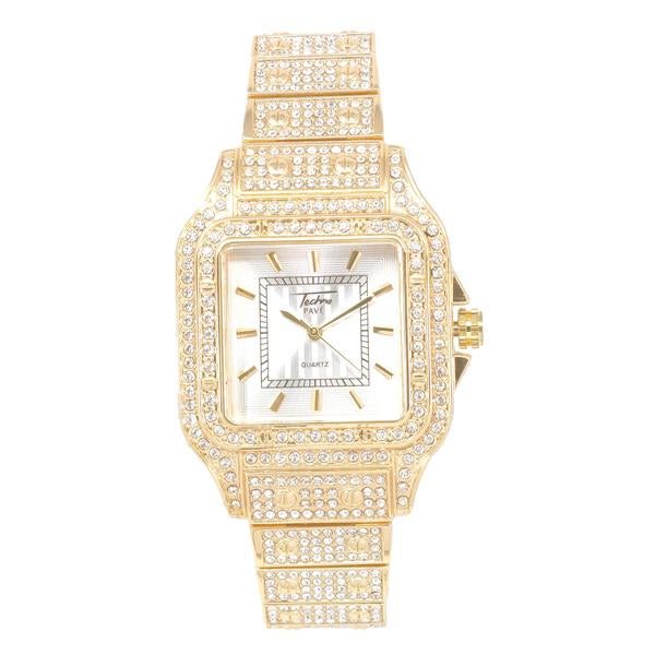 Ladies Iced-Out 34mm Metal Band Watch - 9204-MB