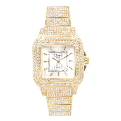 Ladies Iced-Out 34mm Metal Band Watch - 9204-MB