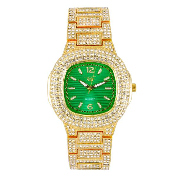 Ladies Iced-Out 40mm Metal Band Watch - 8815-MB