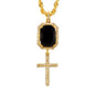 Iced Mini Cross Color Stone Pendant with 3mm Rope Chain 24" - HC-310**
