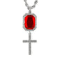 Iced Mini Cross Color Stone Pendant with 3mm Rope Chain 24" - HC-309**