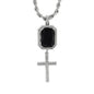 Iced Mini Cross Color Stone Pendant with 3mm Rope Chain 24" - HC-310**