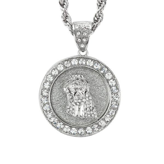 Iced Large Jesus Pendant with 8mm Rope Chain 24" - HC-4008**