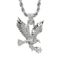 Iced Large Eagle Pendant with 8mm Rope Chain 24" - HC-5091**