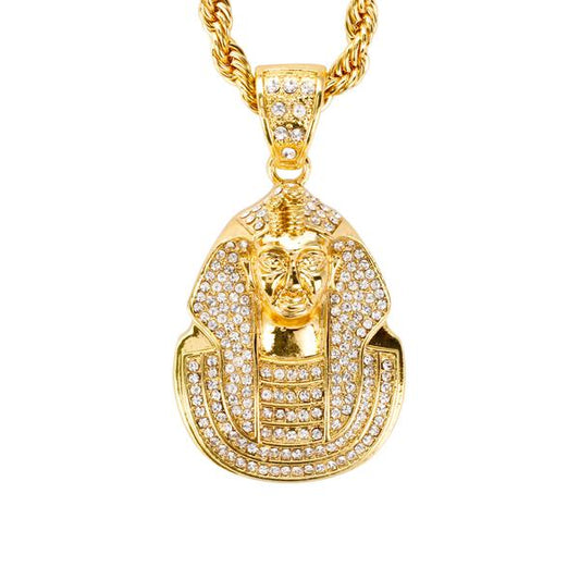 Iced Large Egyptian Pendant with 8mm Rope Chain 24" - HC-5071**