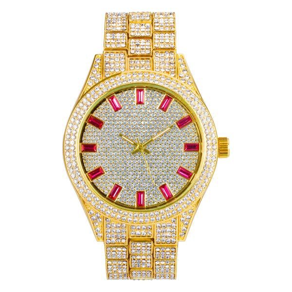 Urban Iced Out 44mm Metal Band Watch - 9120F-MB