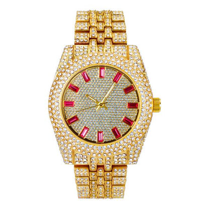 Ladies Iced-Out 42mm Metal Band Watch - 9480B-MB
