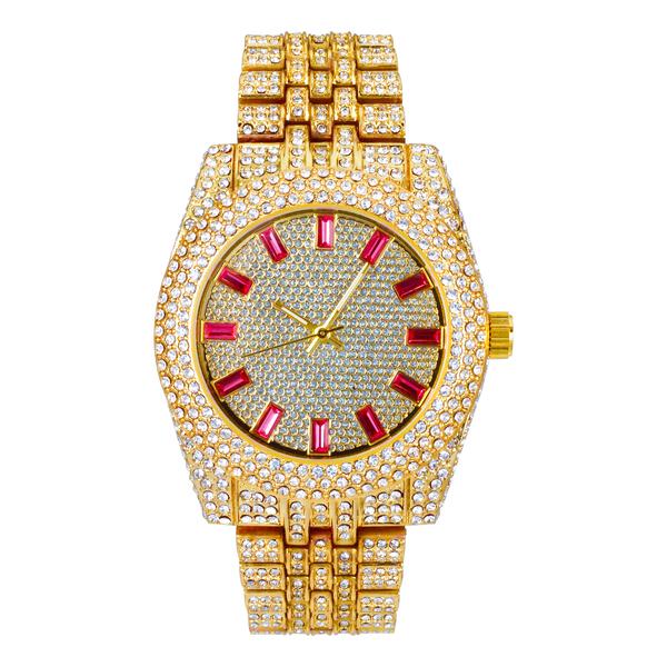 Ladies Iced-Out 42mm Metal Band Watch - 9480B-MB