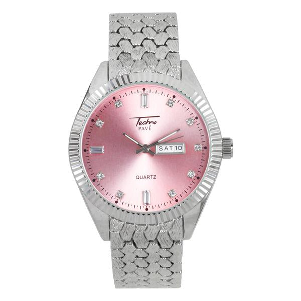 Ladies Iced-Out 43mm Metal Band Watch - 9330-MB