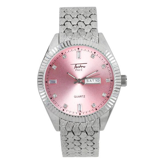 Ladies Iced-Out 43mm Metal Band Watch - 9330-MB