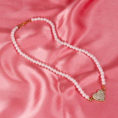 Heart Pearl Necklace - PE-306