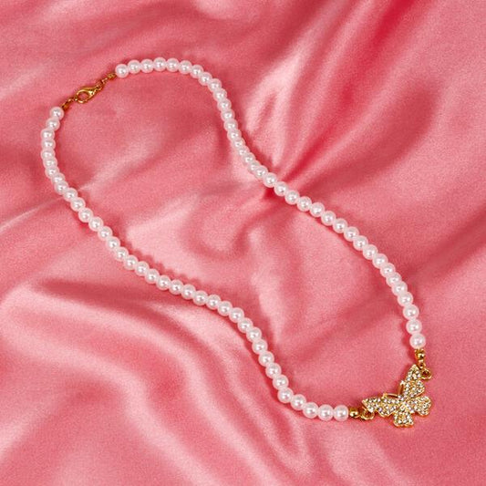 Butterfly Pearl Necklace - PE-305