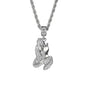 Iced Medium Praying Hands Pendant with 4mm Rope Chain 24" - HC-110*