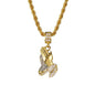 Iced Medium Praying Hands Pendant with 4mm Rope Chain 24" - HC-109*