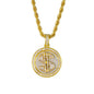 Iced Medium Money Pendant with 4mm Rope Chain 24" - HC-117*