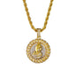 Iced Medium Praying Hands Pendant with 4mm Rope Chain 24" - HC-119*