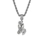 Iced Medium Praying Hands Pendant with 4mm Rope Chain 24" - HC-109*