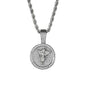 Iced Medium Angel Pendant with 4mm Rope Chain 24" - HC-114