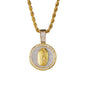 Iced Medium Guadalupe Pendant with 4mm Rope Chain 24" - HC-116*