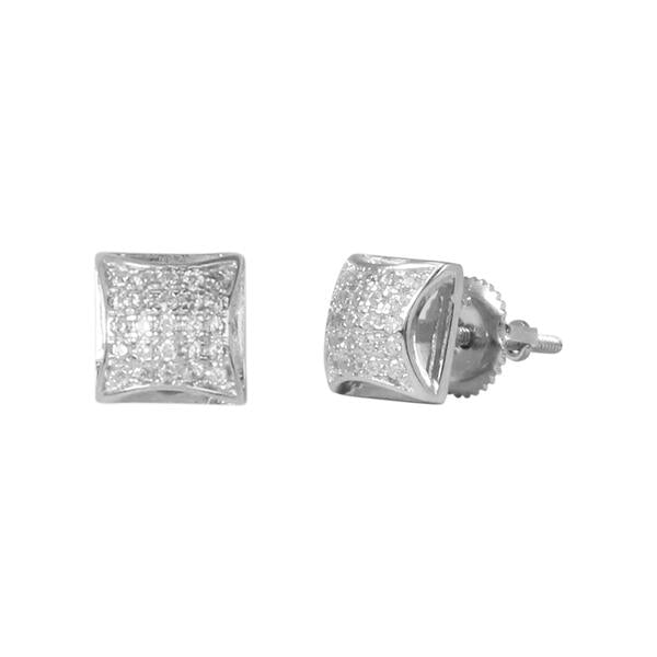 7mm Square Pave Set Cubic Zirconia Earrings - SSE-925