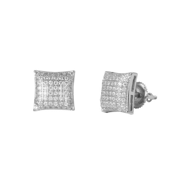 9mm Iced Out  Earrings Silver