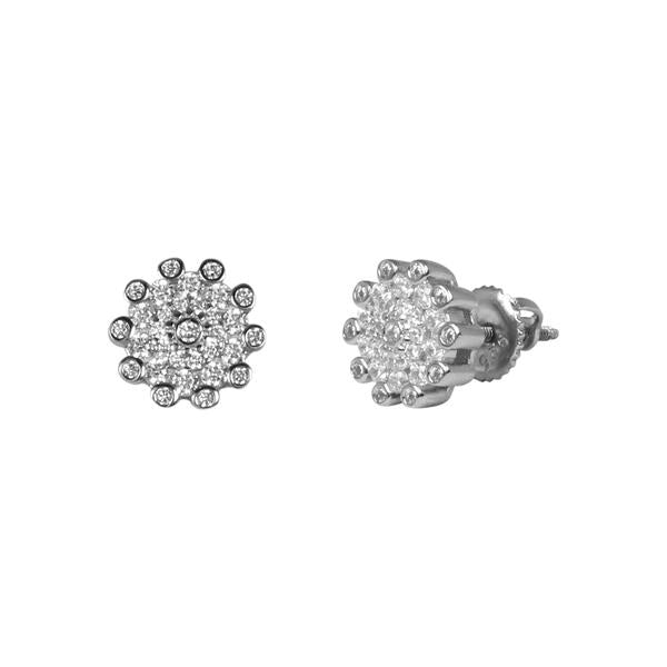 9mm Round Cluster Cubic Zirconia Earrings - SSE-1003