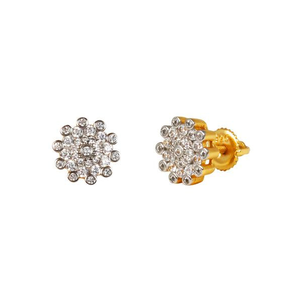 9mm Round Cluster Cubic Zirconia Earrings - SSE-1003