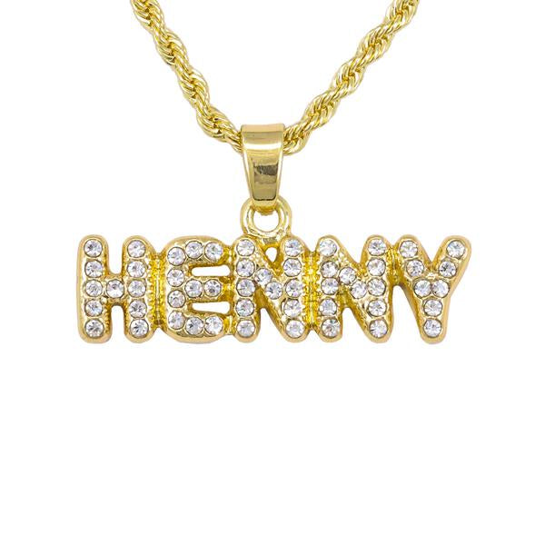 Iced Mini Henny Pendant with 3mm Rope Chain 24" - HC-362**