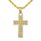 Iced Mini Cross Nugget Pendant with 3mm Rope Chain - HC-346