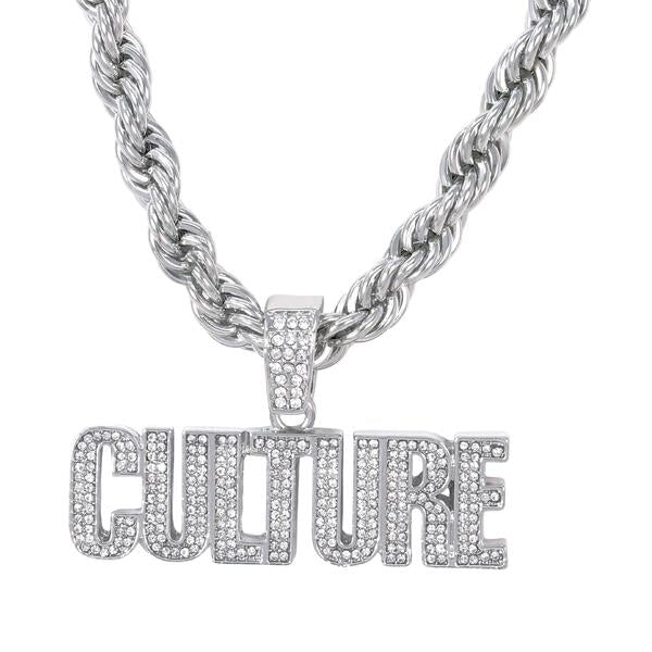 Iced Large Culture Pendant with 8mm Rope Chain 24" - HC-5106**