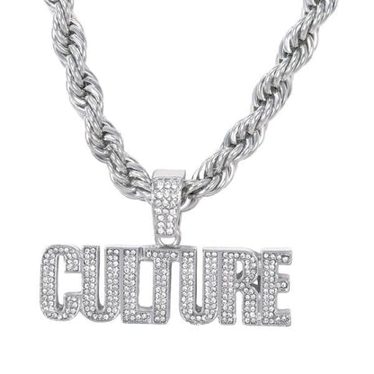 Iced Large Culture Pendant with 8mm Rope Chain 24" - HC-5106**
