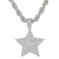 Iced Large Star Pendant with 8mm Rope Chain 24" - HC-5115**