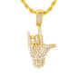 Iced Medium Peace Pendant with 4mm Rope Chain 24" - HC-1234
