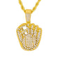 Iced Medium Baseball Pendant with 4mm Rope Chain 24" - HC-1359*