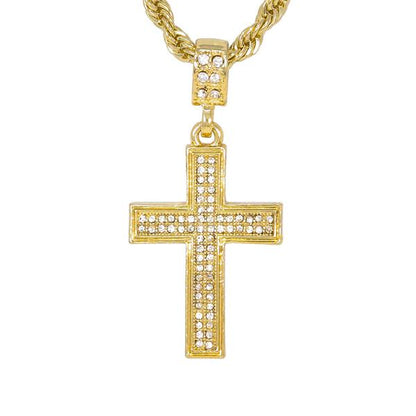 Iced Medium Bonita Pendant with 4mm Rope Chain 24" - RC-1005