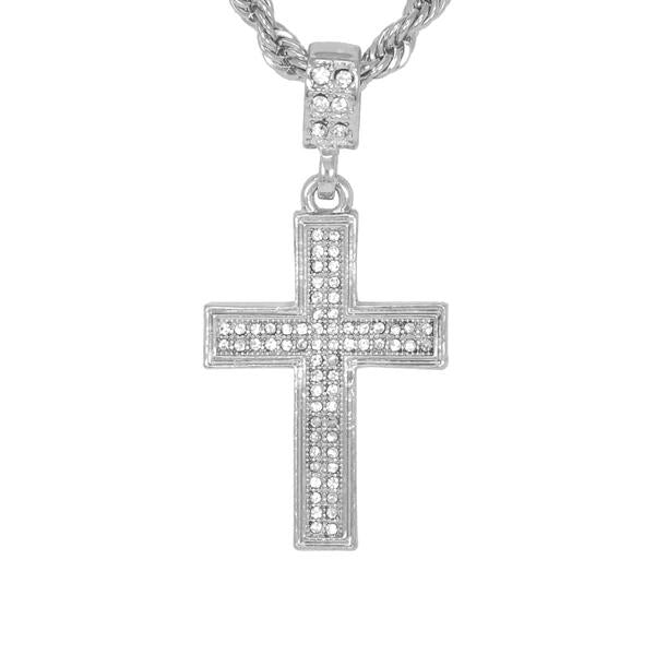 Iced Medium Bonita Pendant with 4mm Rope Chain 24" - RC-1005