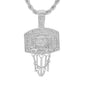 Iced Medium Basketball Pendant with 4mm Rope Chain 24" - HC-1158