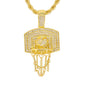 Iced Medium Basketball Pendant with 4mm Rope Chain 24" - HC-1158