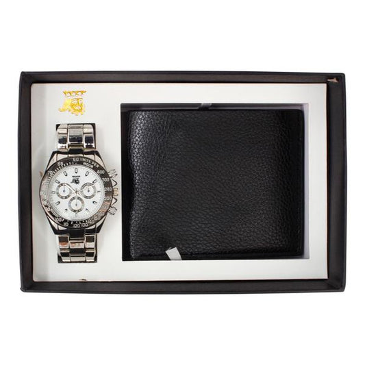 Men's Classic Metal Band Watch and Wallet Gift Set - WWS-8938A